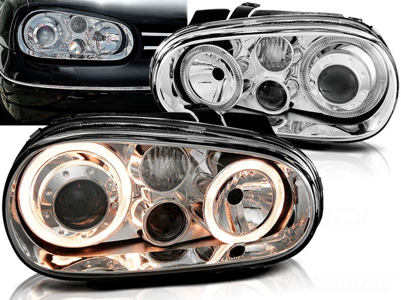 Predné svetlá VW Golf 4 FK Angel Eyes Chrome