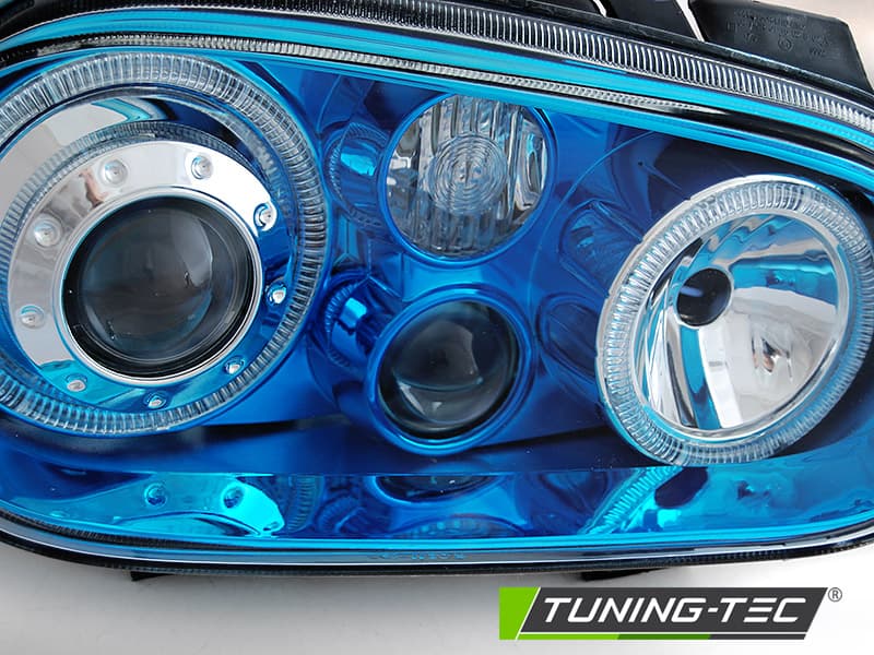 Predné svetlá VW Golf 4 97-03 Angel Eyes Blue – náhľad 2