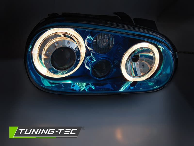 Predné svetlá VW Golf 4 97-03 Angel Eyes Blue – náhľad 3