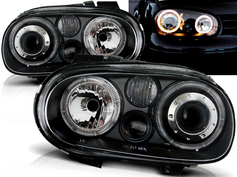 Predné svetlá VW Golf 4 FK Angel Eyes Black