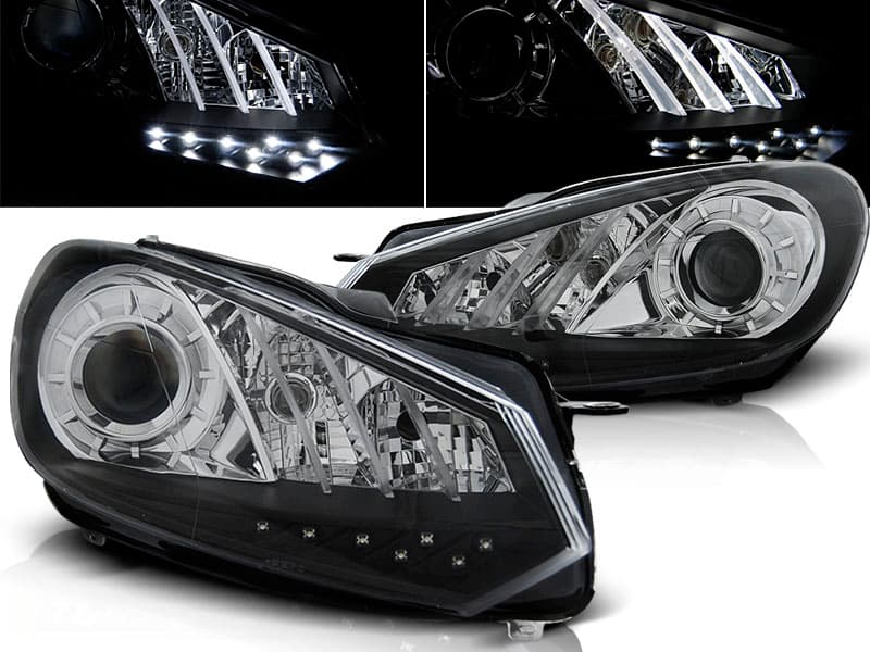 Predné svetlá VW Golf 6 s homologizovaným denným svietením Black