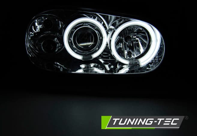 Predné svetlá VW Golf 4 CCFL Angel Eyes Chrome – náhľad 2