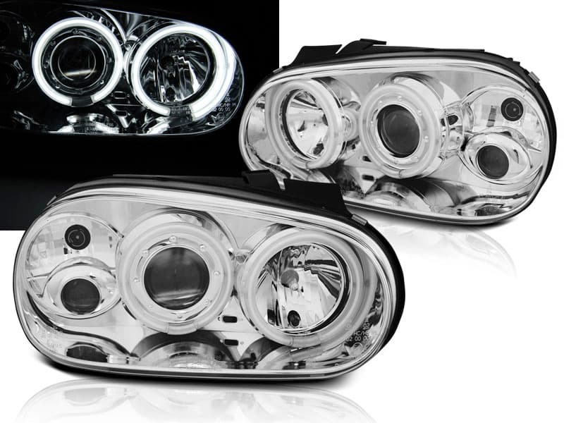 Predné svetlá VW Golf 4 CCFL Angel Eyes Chrome
