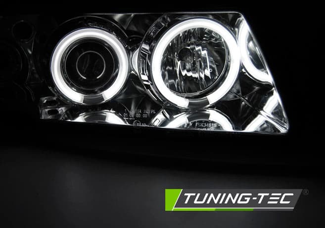 Predné svetlá VW Passat B5 CCFL Angel Eyes Chrome – náhľad 2