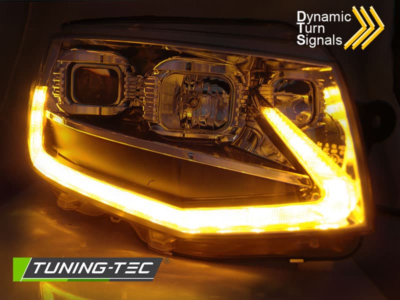 Predné svetlá VW T6 Tube Light LED Dynamic Chrome – náhľad 3