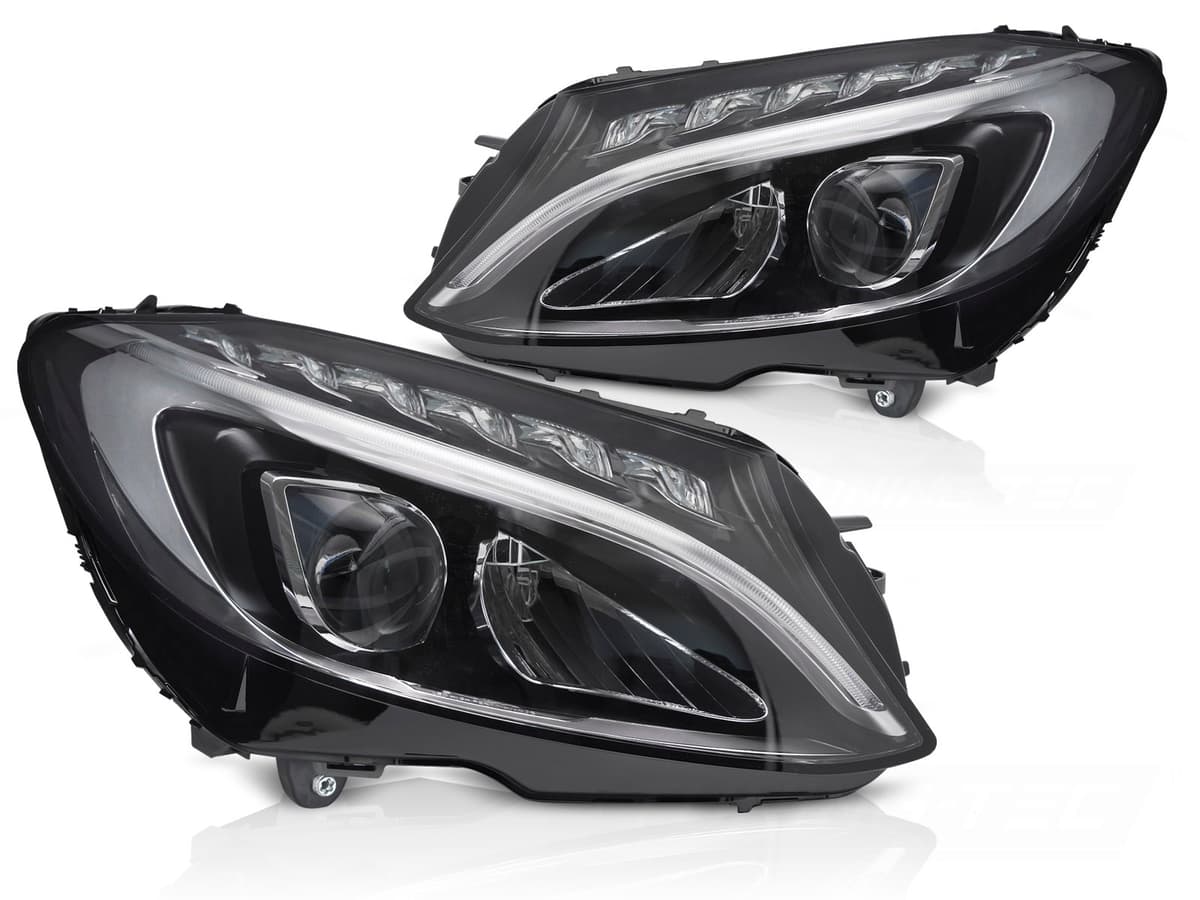 Headlights Mercedes C-Class W205 14-18 Full LED DRL Black Saloon / Estate