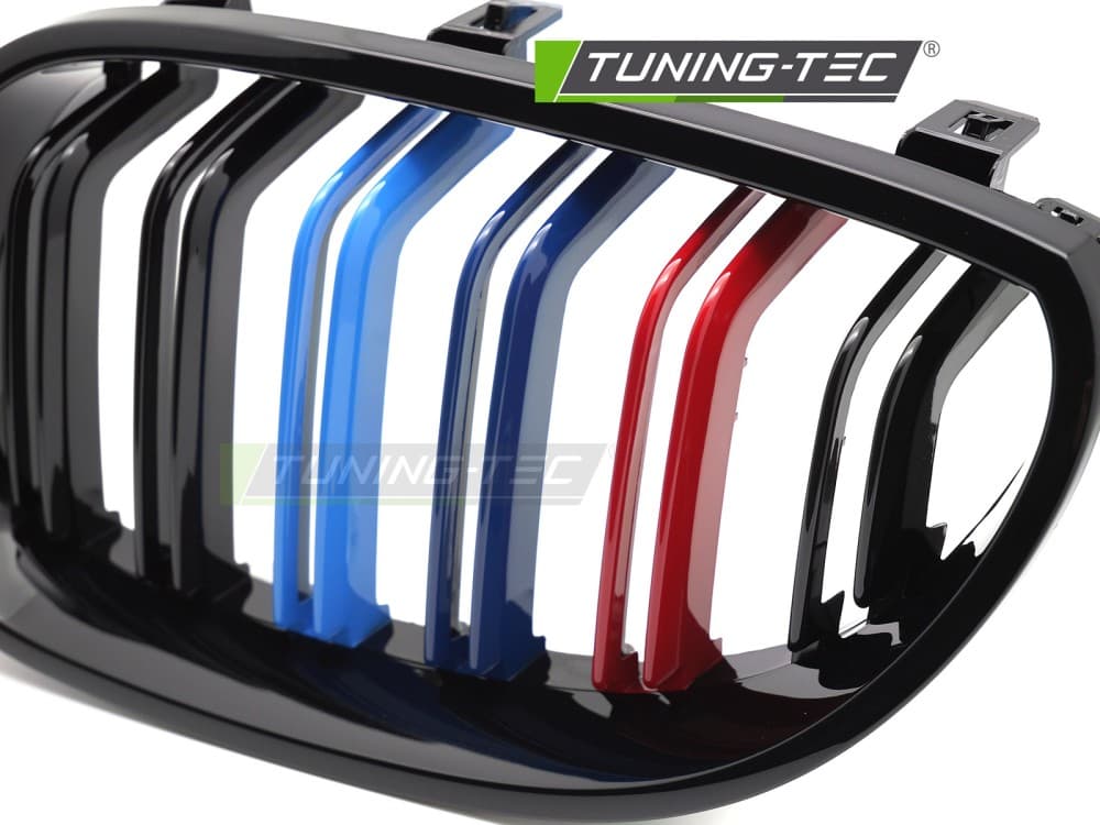 Predná maska BMW 5er E60 / E61 03-10 Sport Glossy Black Tri-Colour Double Bar – náhľad 3