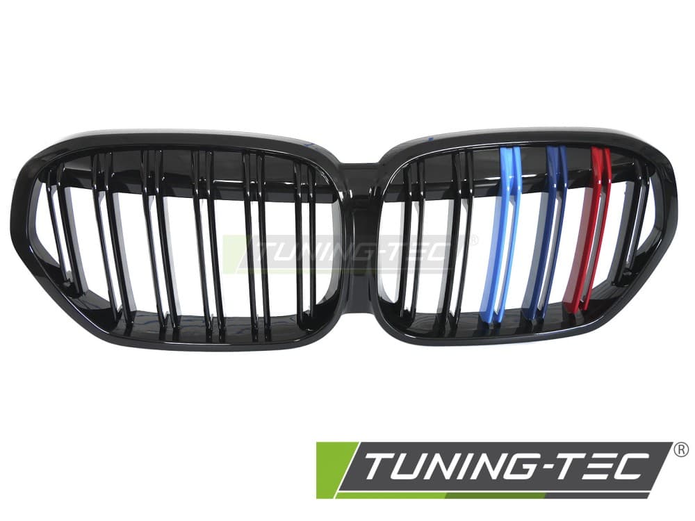 Predná maska BMW X1 F48 LCI 20-22 Sport Glossy Black Tri-Colour Double Bar – náhľad 2