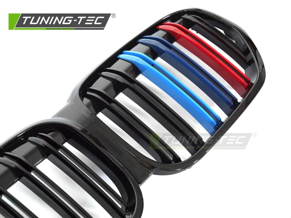 Predná maska BMW X1 F48 LCI 20-22 Sport Glossy Black Tri-Colour Double Bar – náhľad 3