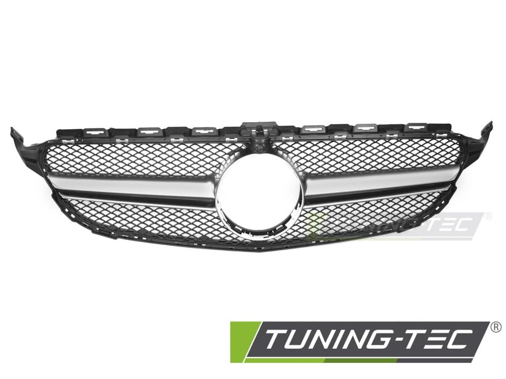 Predná maska Mercedes C-Class W205 / S205 14-18 / C205 15-18 / A205 16-18 Black-Silver s otvorom pre kameru – náhľad 2
