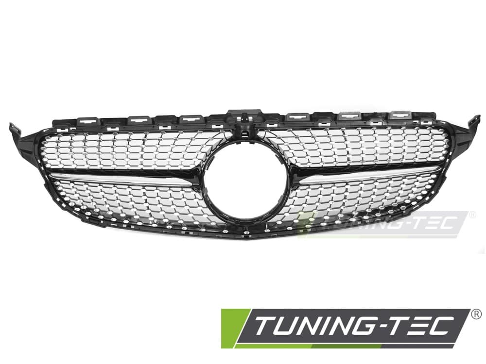 Predná maska Mercedes C-Class W205 / S205 14-18 / C205 15-18 / A205 16-18 Diamond Black Chrome s otvorom pre kameru – náhľad 2