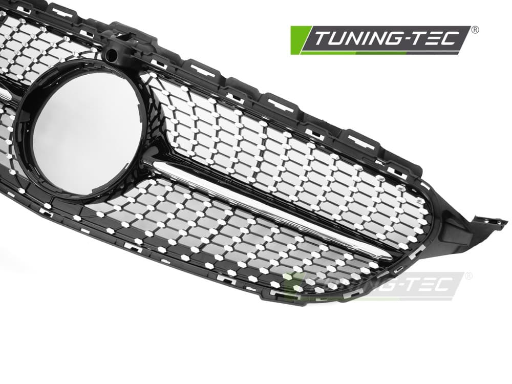 Predná maska Mercedes C-Class W205 / S205 14-18 / C205 15-18 / A205 16-18 Diamond Black Chrome s otvorom pre kameru – náhľad 3