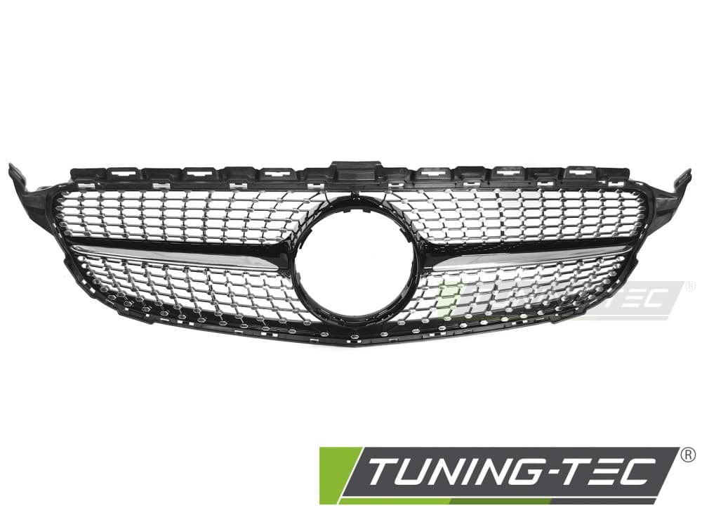 Predná maska Mercedes C-Class W205 / S205 14-18, C205 15-18, A205 16-18 Diamond Black Chrome – náhľad 2