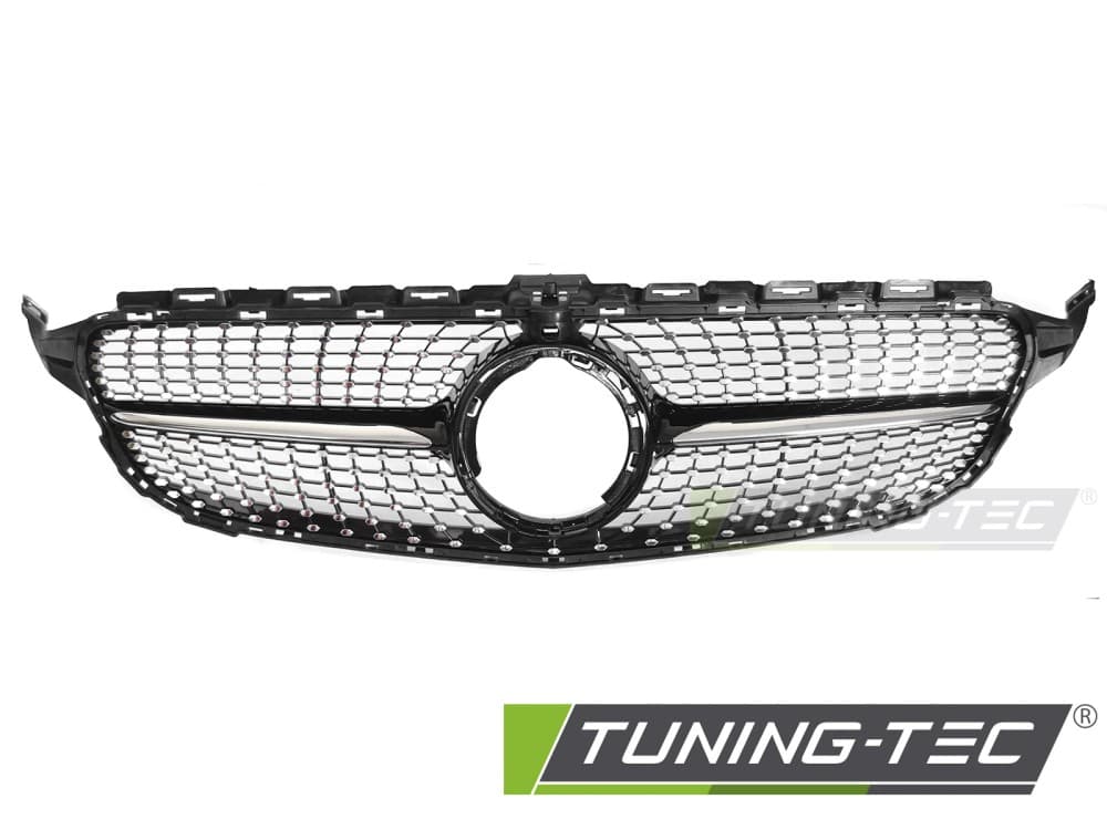 Predná maska Mercedes C-Trieda W205 / S205 / C205 / A205 18-23 Diamond Black Chrome s otvorom pre kameru – náhľad 2