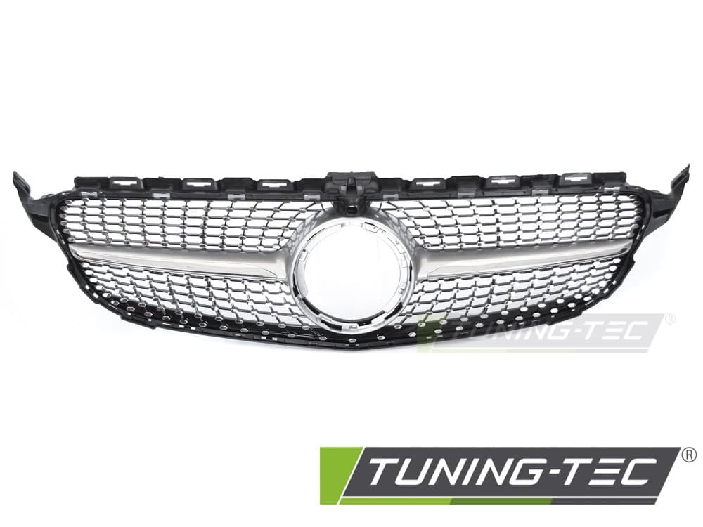 Predná maska Mercedes C trieda W205 / S205 / C205 / A205 18-23 Diamond Silver-Chrome s otvorom pre kameru – náhľad 2