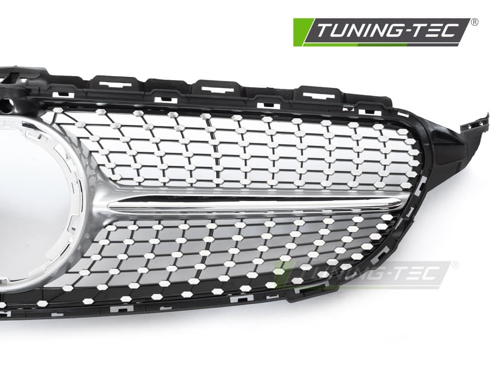 Predná maska Mercedes C trieda W205 / S205 / C205 / A205 18-23 Diamond Silver-Chrome s otvorom pre kameru – náhľad 3