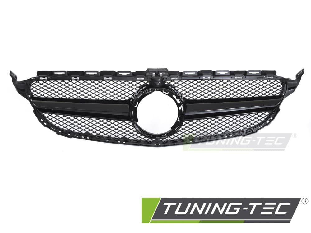 Predná maska Mercedes C trieda W205 / S205 / C205 / A205 18-23 Glossy Black s otvorom pre kameru – náhľad 2
