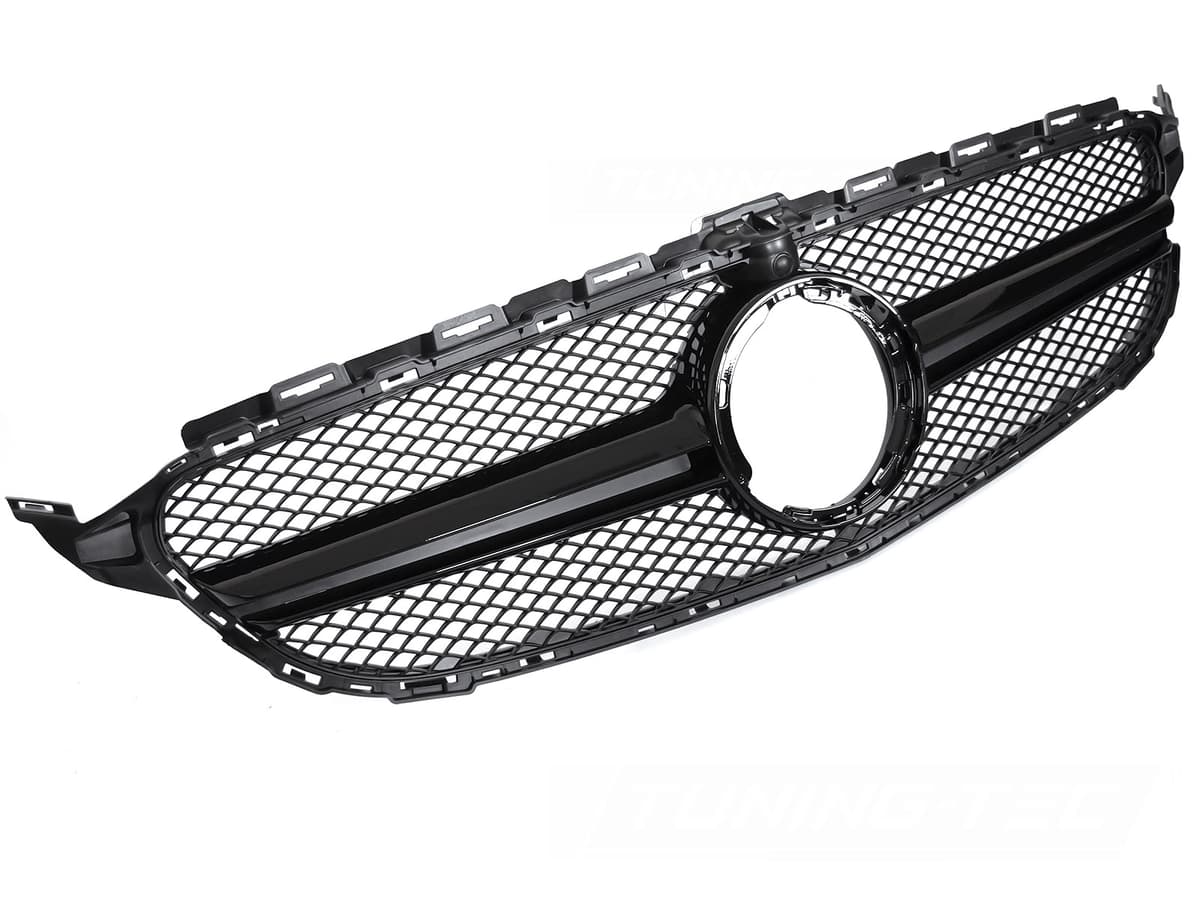 Predná maska Mercedes C-Klasa W205 / S205 / C205 / A205 18-23 Glossy Black s otvorom pre kameru
