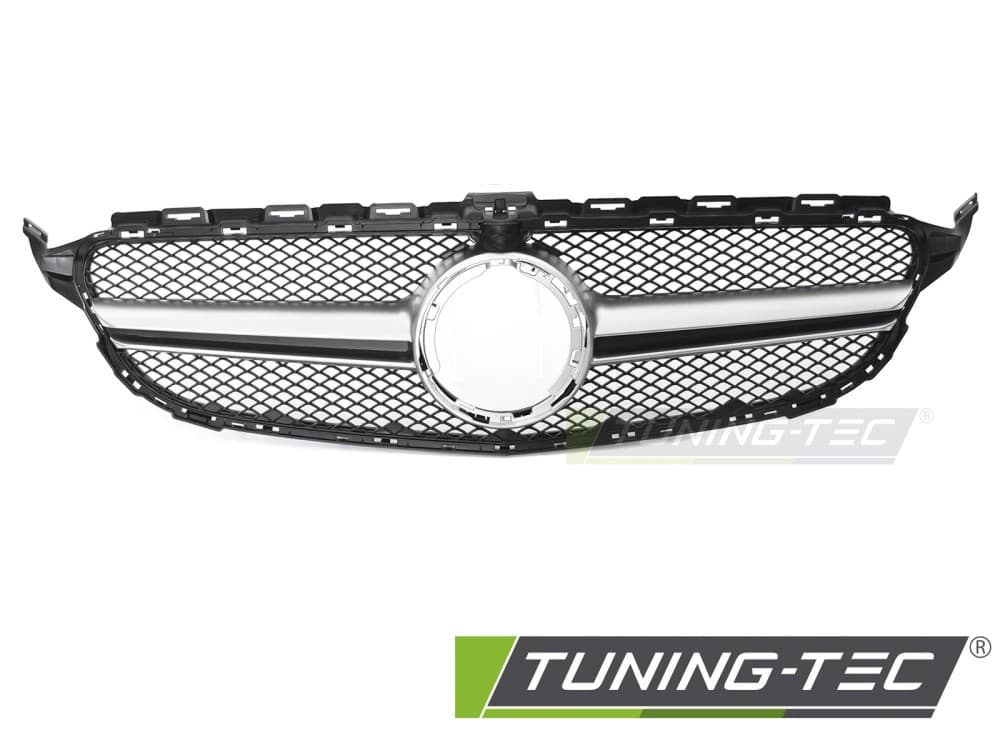 Predná maska Mercedes C trieda W205 / S205 / C205 / A205 18-23 Black-Silver s otvorom pre kameru – náhľad 2