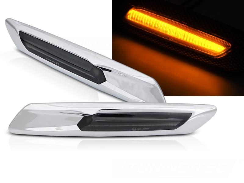 Bočné smerovky BMW F10/F11 10-13 Silver Smoke SEQ LED