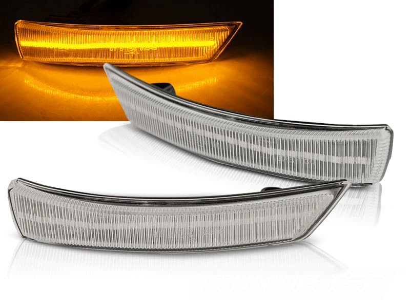 Bočné smerovky do zrkadla Ford Focus MK2 / MK3 08-17 / Mondeo MK4 10-14 SEQ LED White