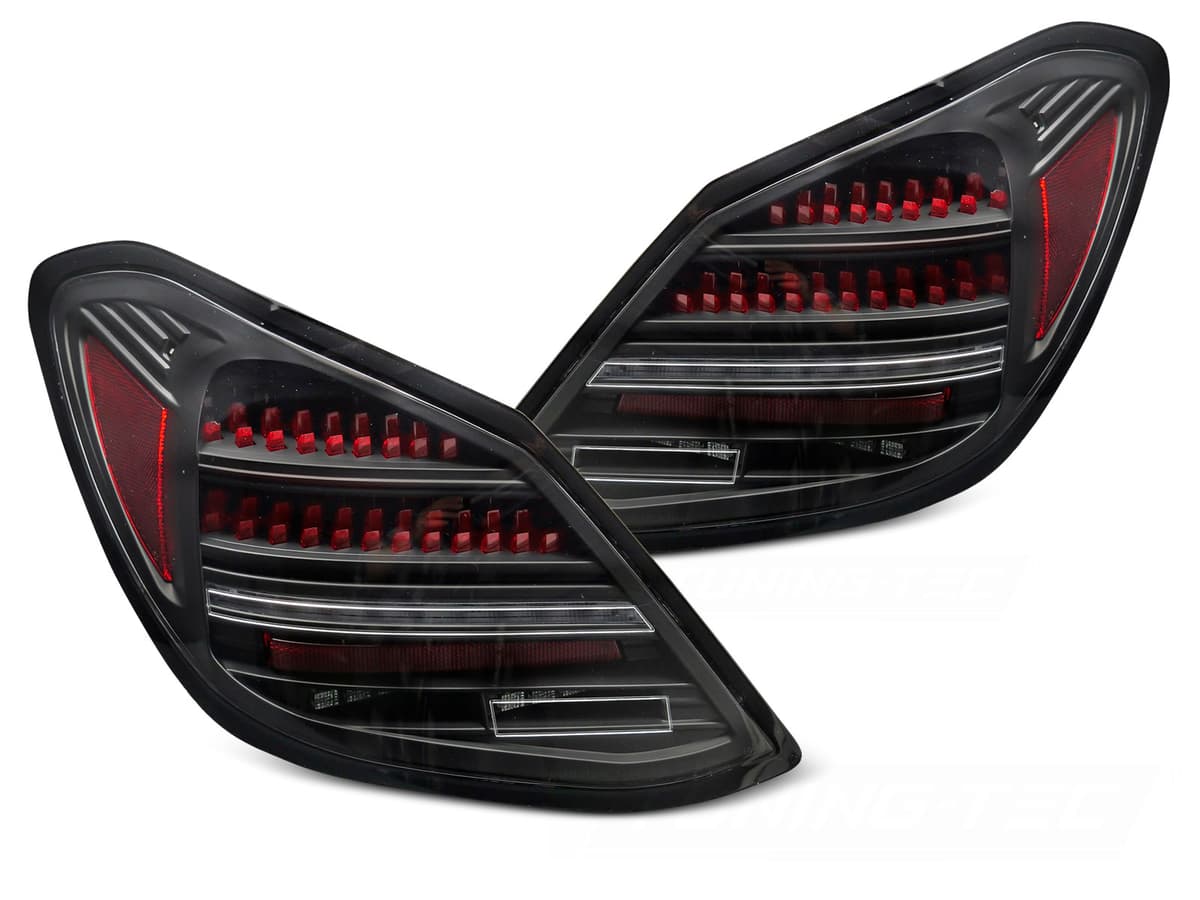 Tail lights Mercedes C-Class W205 14-21 LED Black SEQ Red Bar