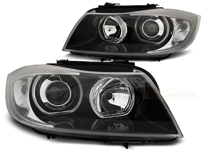 Predné svetlá BMW E90 / E91 05-11 Angel Eyes LED Black