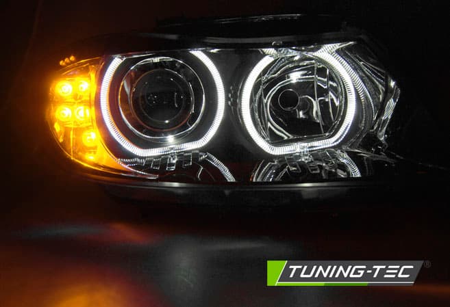 Predné svetlá BMW E90 / E91 05-11 Angel Eyes LED smerovka Black – náhľad 3