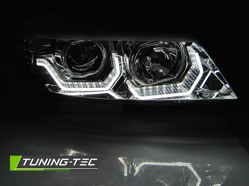 Predné svetlá BMW E90 / E91 05-08 Angel Eyes 3D LED Chrome – náhľad 5