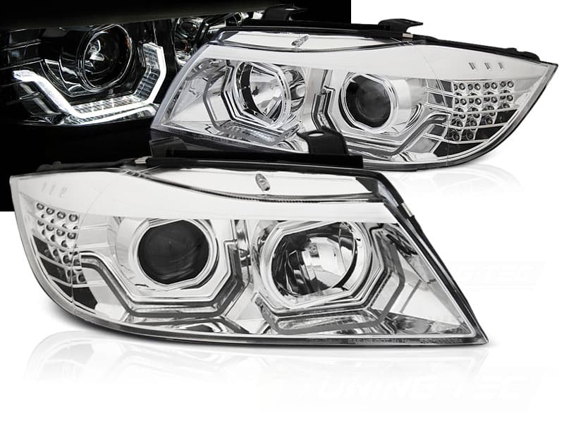 Predné svetlá BMW E90 / E91 05-08 Angel Eyes 3D LED Chrome