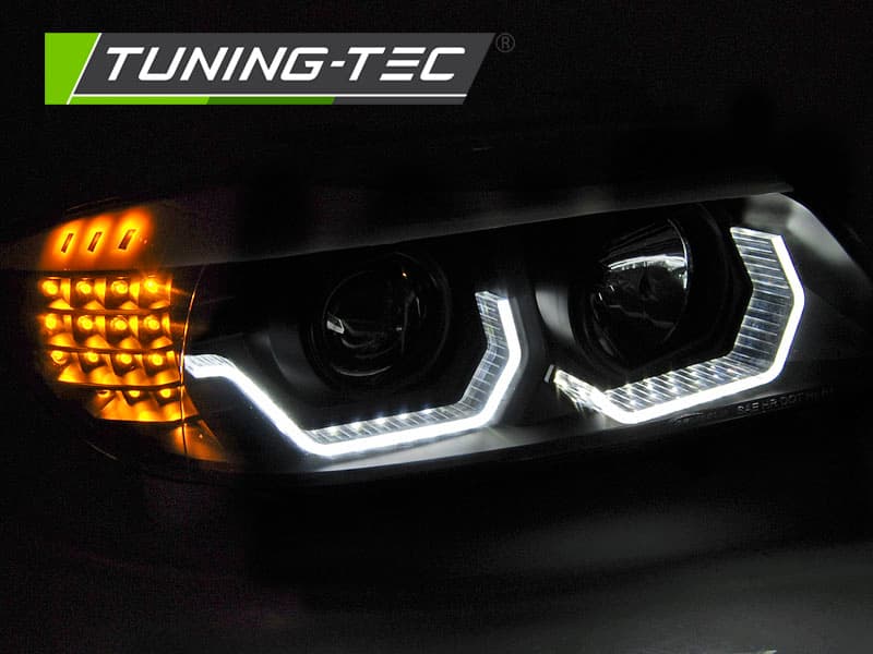 Predné svetlá BMW E90 / E91 05-08 Angel Eyes 3D LED Black – náhľad 2