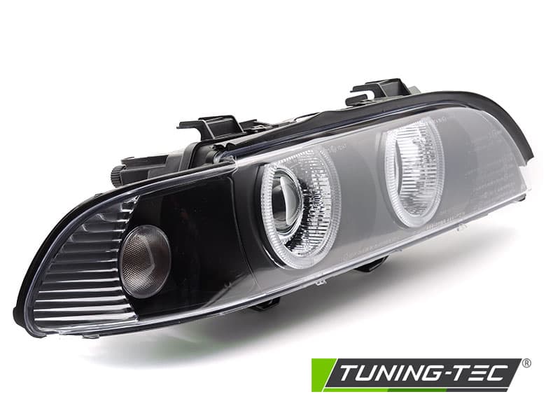 Predné xenónové svetlá BMW E39 LCI 00-03 Angel Eyes Black – náhľad 3