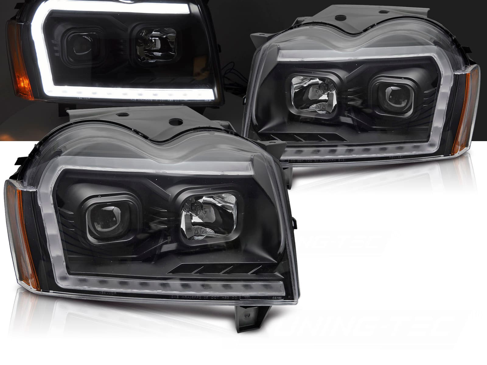 Predné svetlá Jeep Grand Cherokee WK 05-08 Tube Light Black