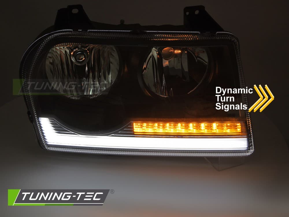 Predné svetlá Chrysler 300 05-08 Tube Light Black – náhľad 3