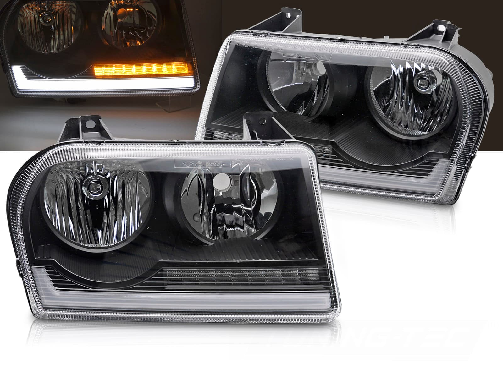 Predné svetlá Chrysler 300 05-08 Tube Light Black