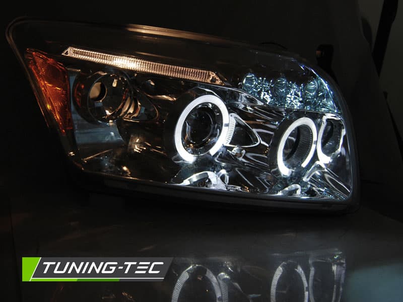 Predné svetlá Dodge Caliber 06-12 Angel Eyes Chrome – náhľad 3