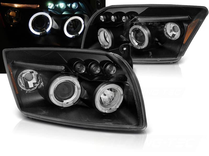Predné svetlá Dodge Caliber 06-12 Angel Eyes Black