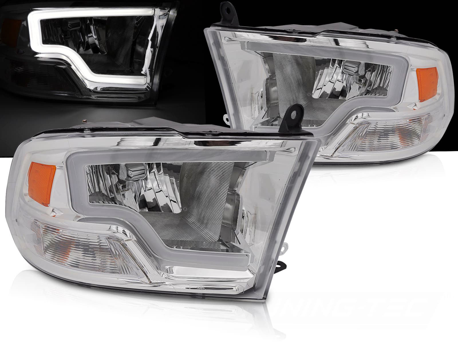 Predné svetlá Dodge Ram 09-18 Tube Light Chrome - 35