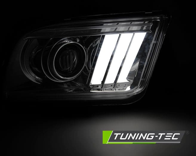Predné svetlá Ford Mustang 04-09 Tube Light Chrome – náhľad 2
