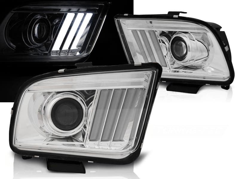 Predné svetlá Ford Mustang 04-09 Tube Light Chrome