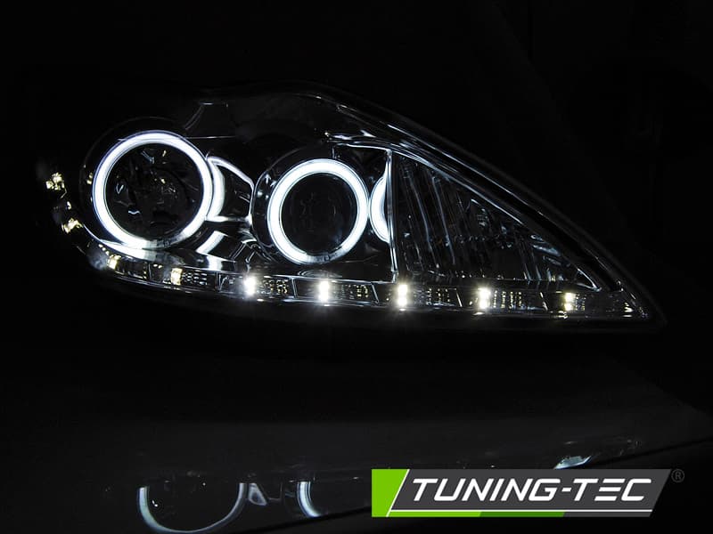 Predné svetlá Ford Focus II 08-10 Angel Eyes CCFL Chrome – náhľad 3
