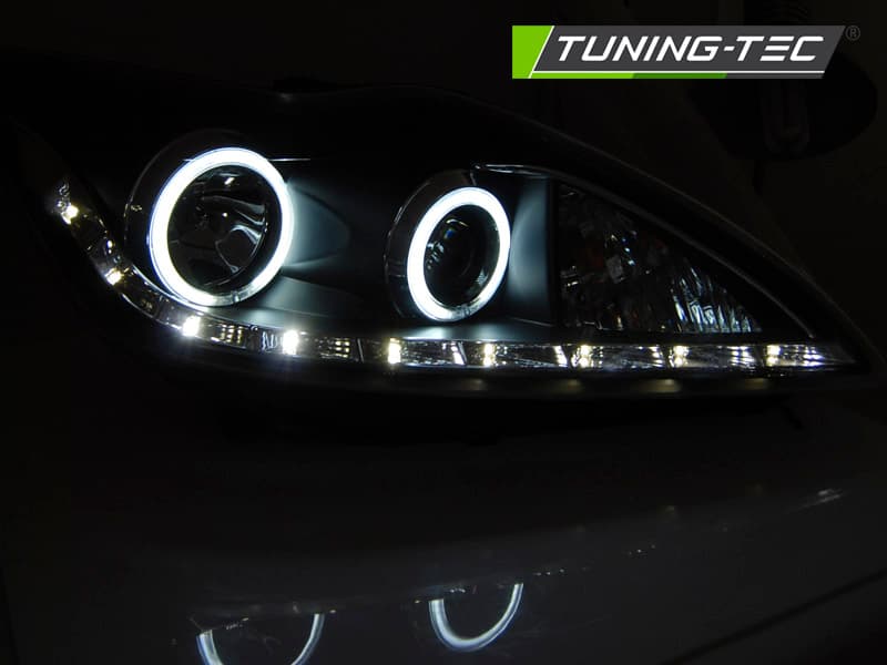 Predné svetlá Ford Focus II 08-10 Angel Eyes CCFL Black – náhľad 2