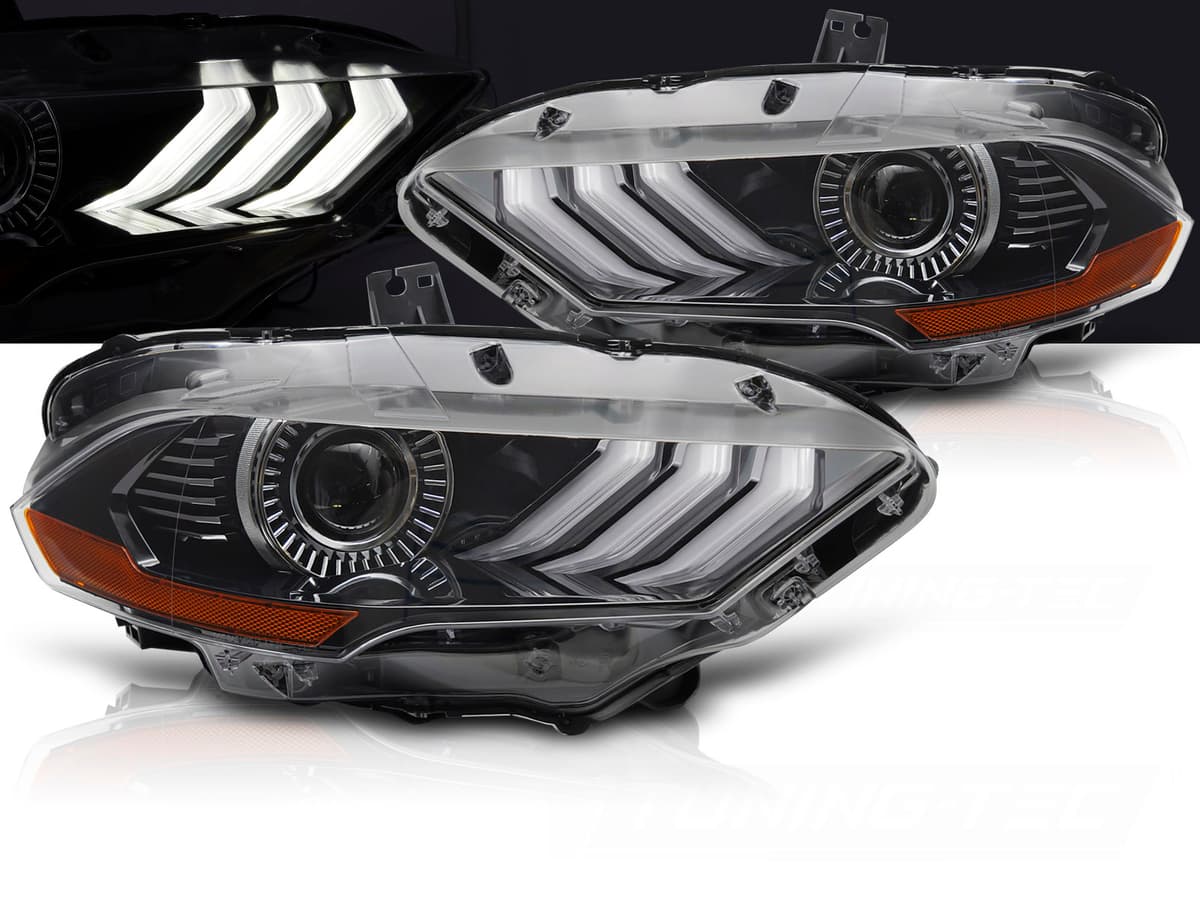 Predné Full LED svetlá Ford Mustang 18-21 RGB DRL Black