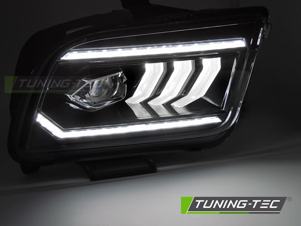 Predné Full LED svetlá Ford Mustang 04-09 Tube DRL Black – náhľad 2