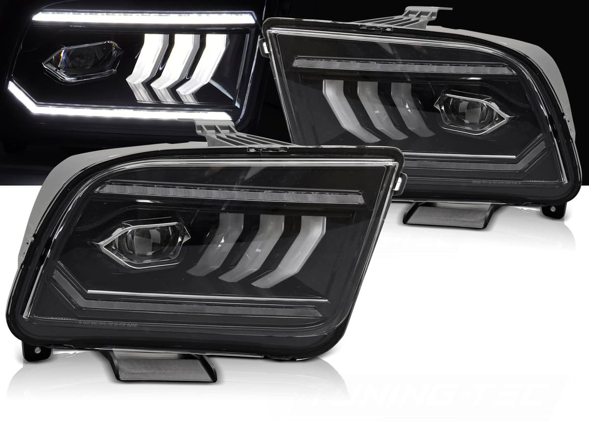 Predné Full LED svetlá Ford Mustang 04-09 Tube DRL Black