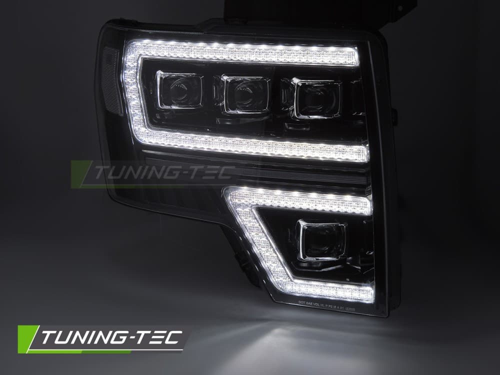 Predné Full LED svetlá Ford F-150 08-14 DRL Black – náhľad 2