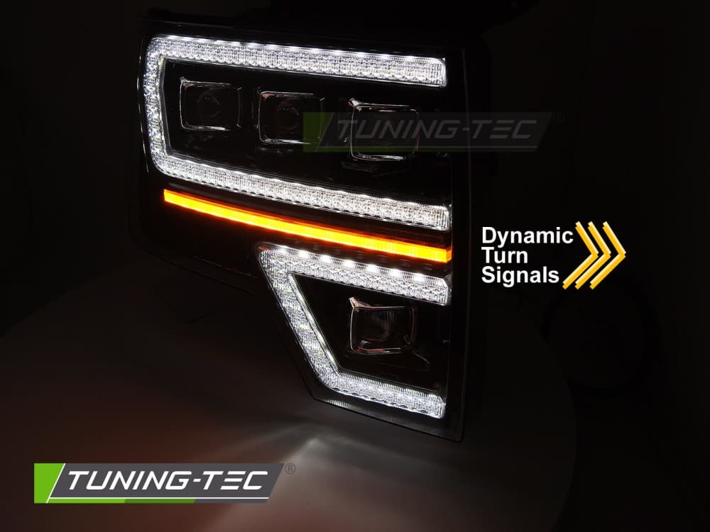 Predné Full LED svetlá Ford F-150 08-14 DRL Black – náhľad 3