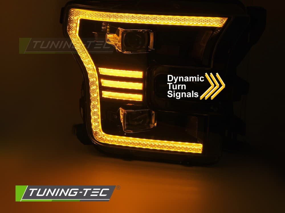 Predné Full LED svetlá Ford F-150 14-17 DRL Yellow Black – náhľad 3