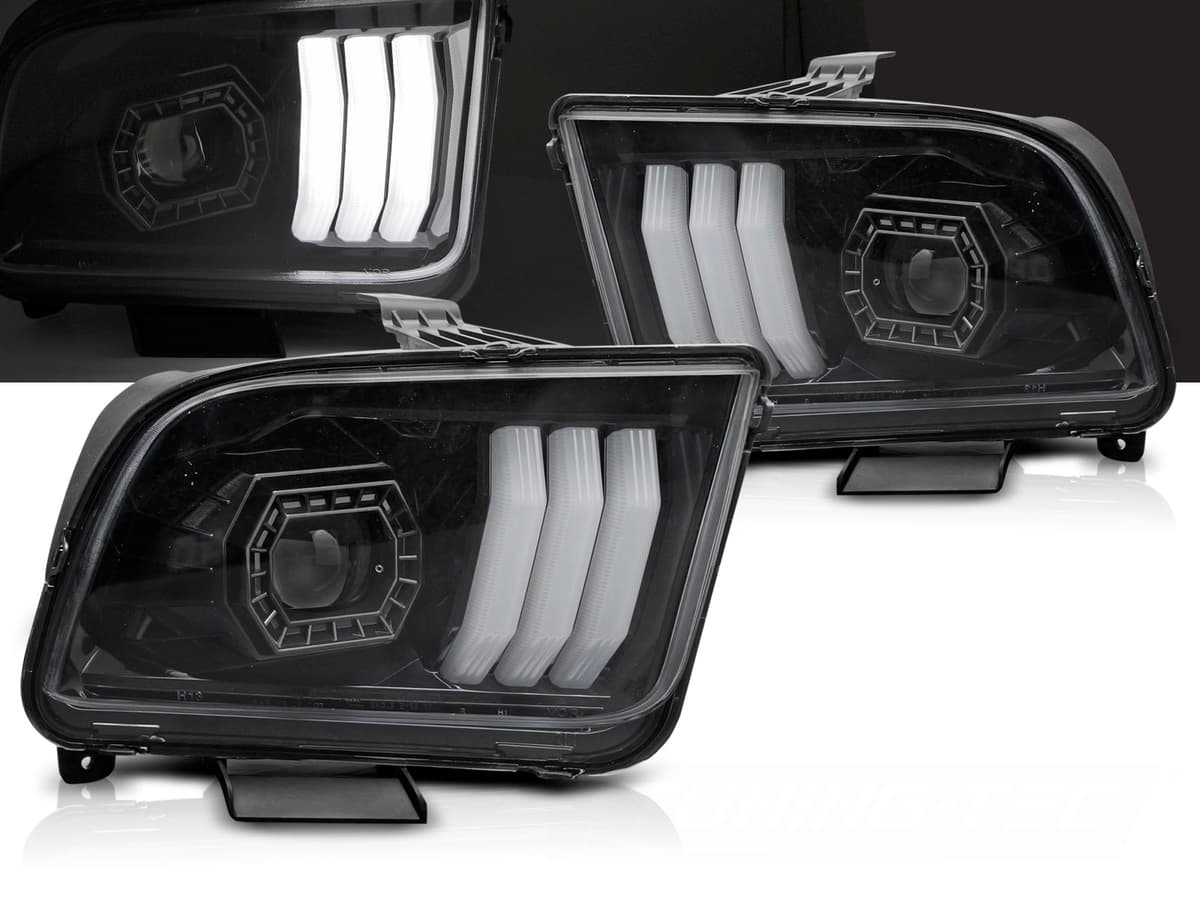 Predné svetlá Ford Mustang 04-09 Tube Light Black (H9)