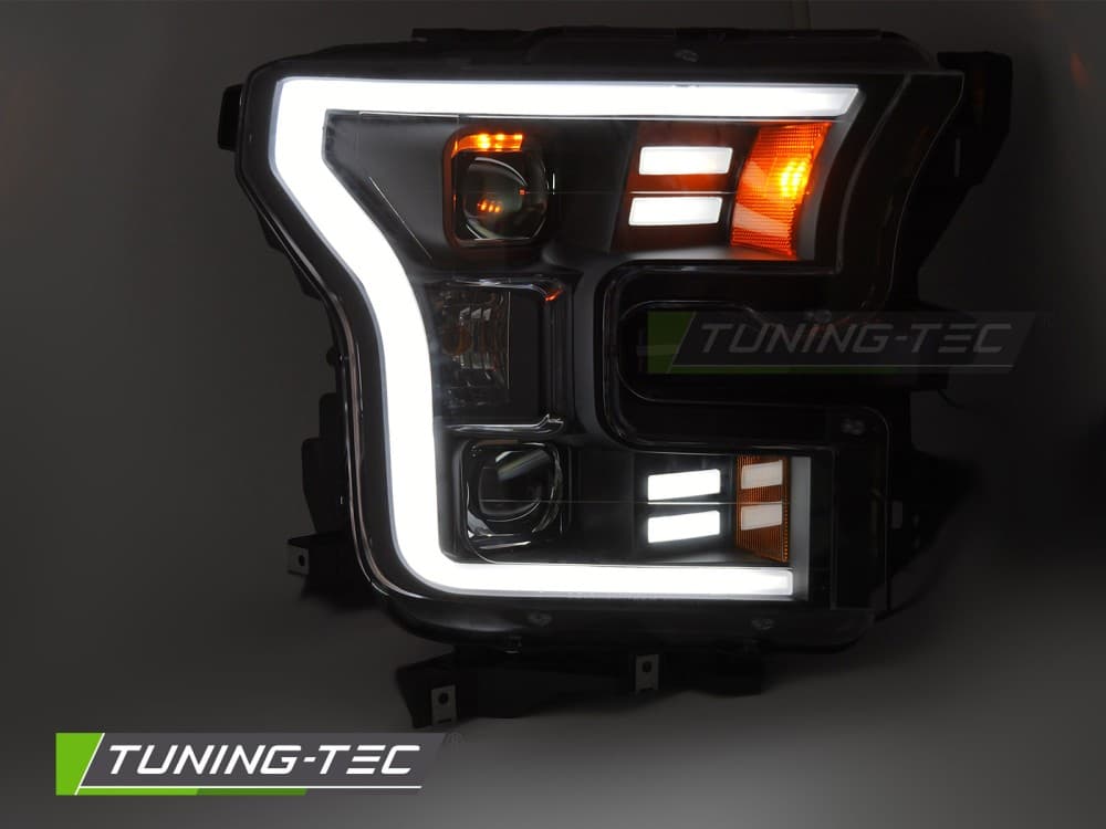 Predné svetlá Ford F-150 14-17 Tube Light Black – náhľad 2